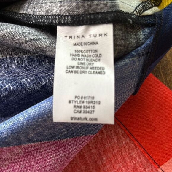 NWT Trina Turk Honolulu Dress Black rainbow Sz XS caftan - Picture 8 of 11